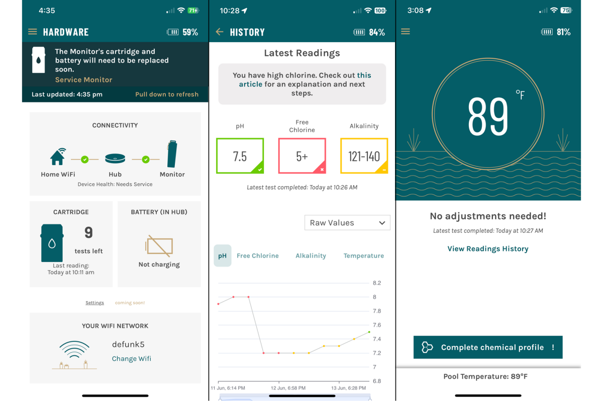 Sutro Pool Monitor app screenshots