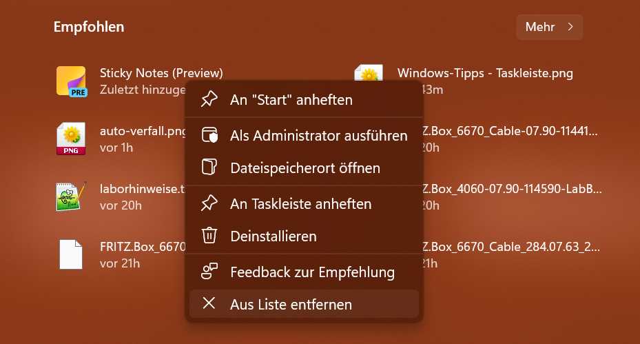 Windows-Tipps - Empfohlen entfernen