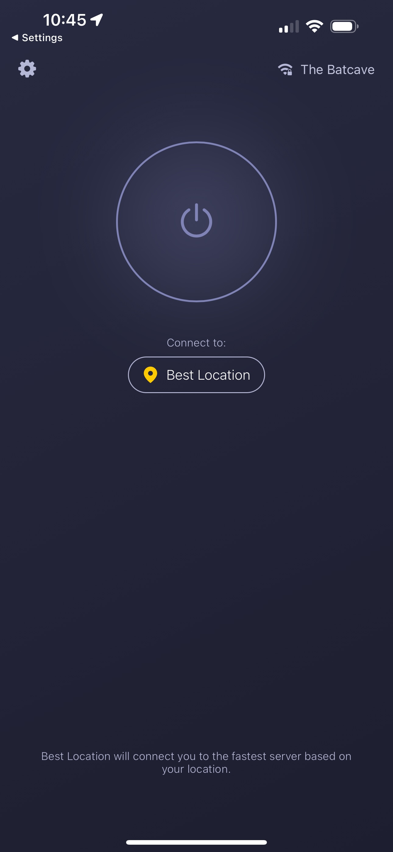 Inicio de Cyberghost iPhone