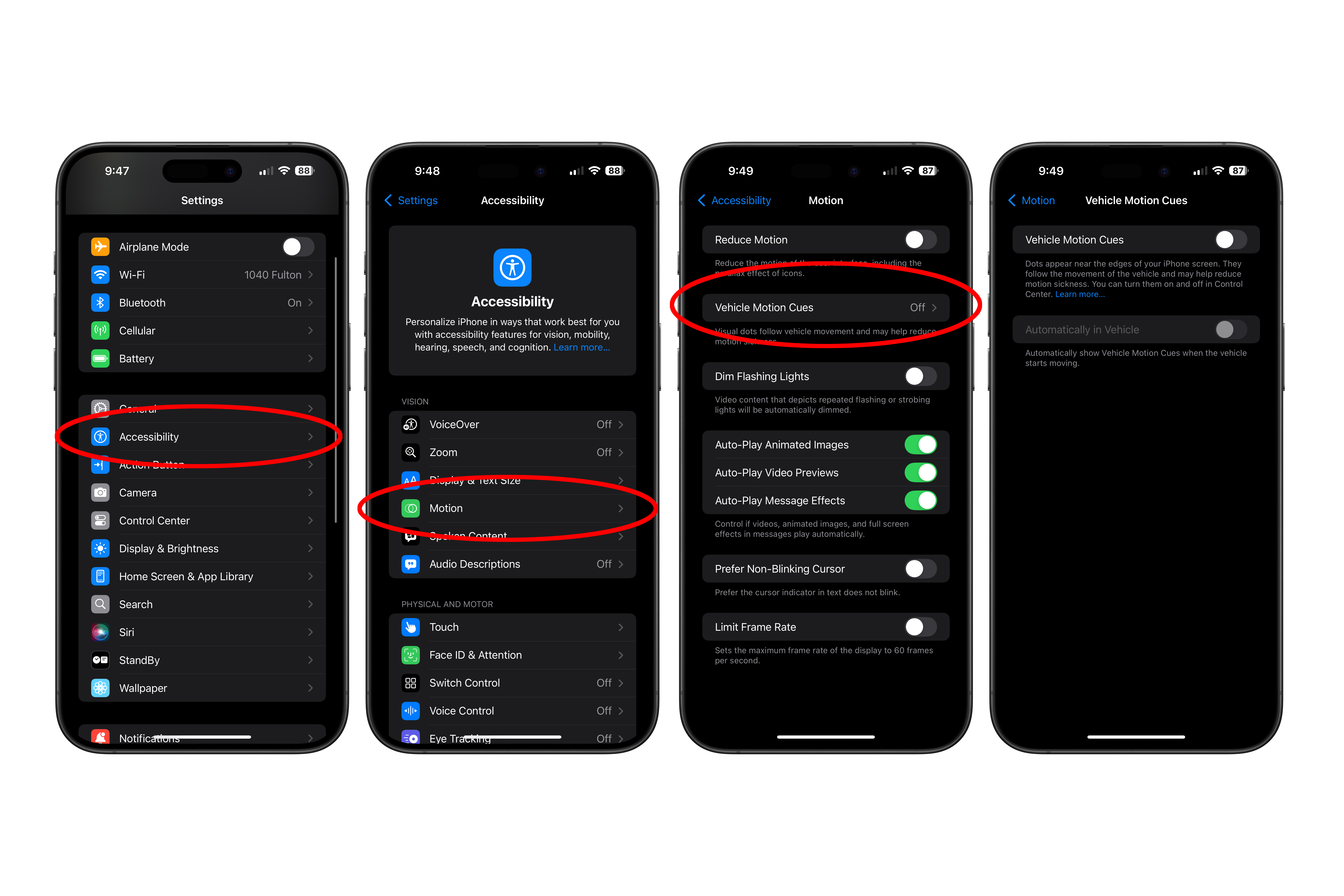 iOS 18 vehicle motion cues accessibliity