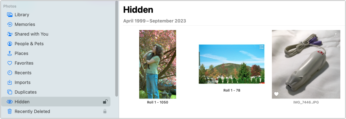 macOS Photos Hidden album