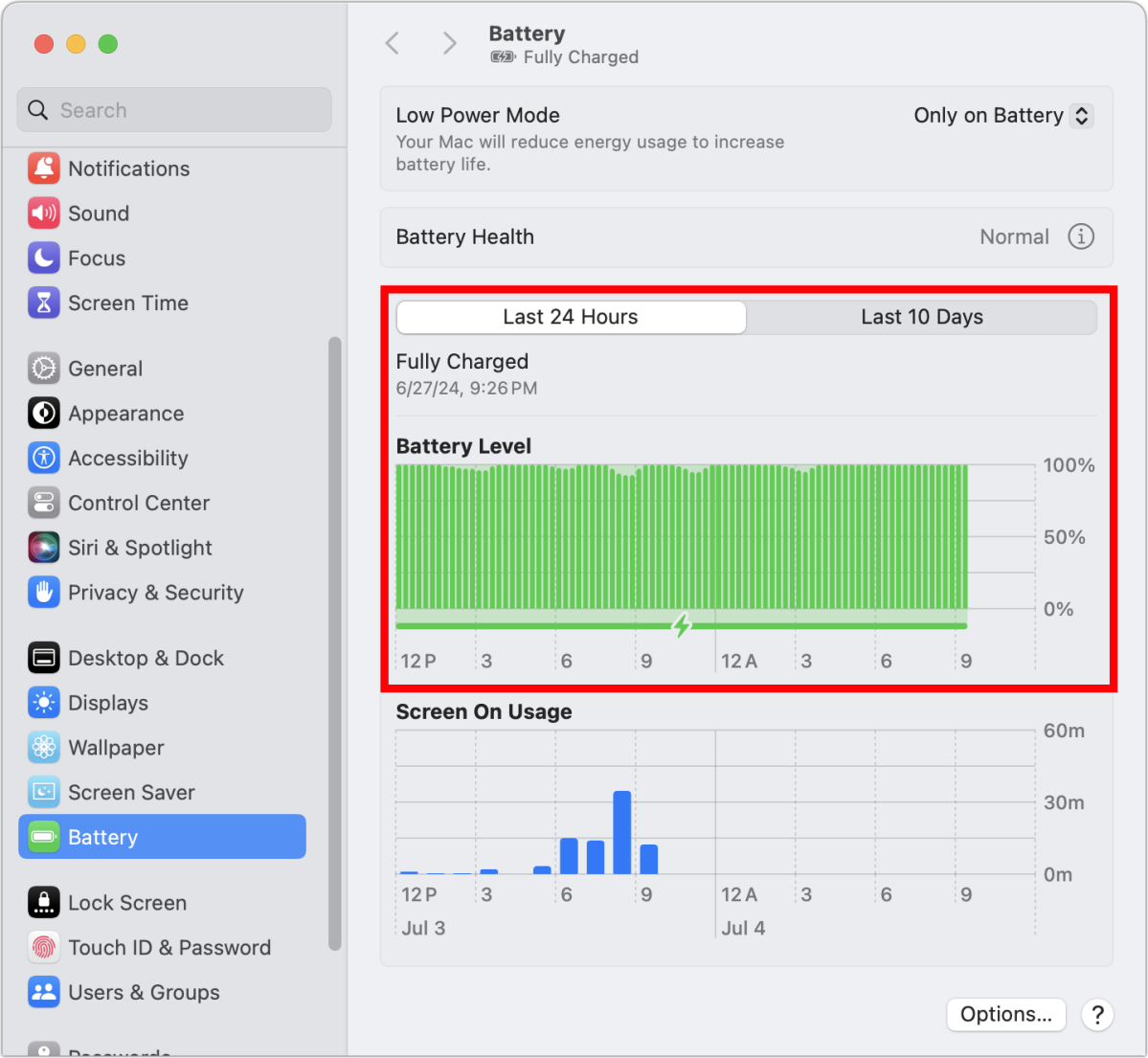 macOS battery usage