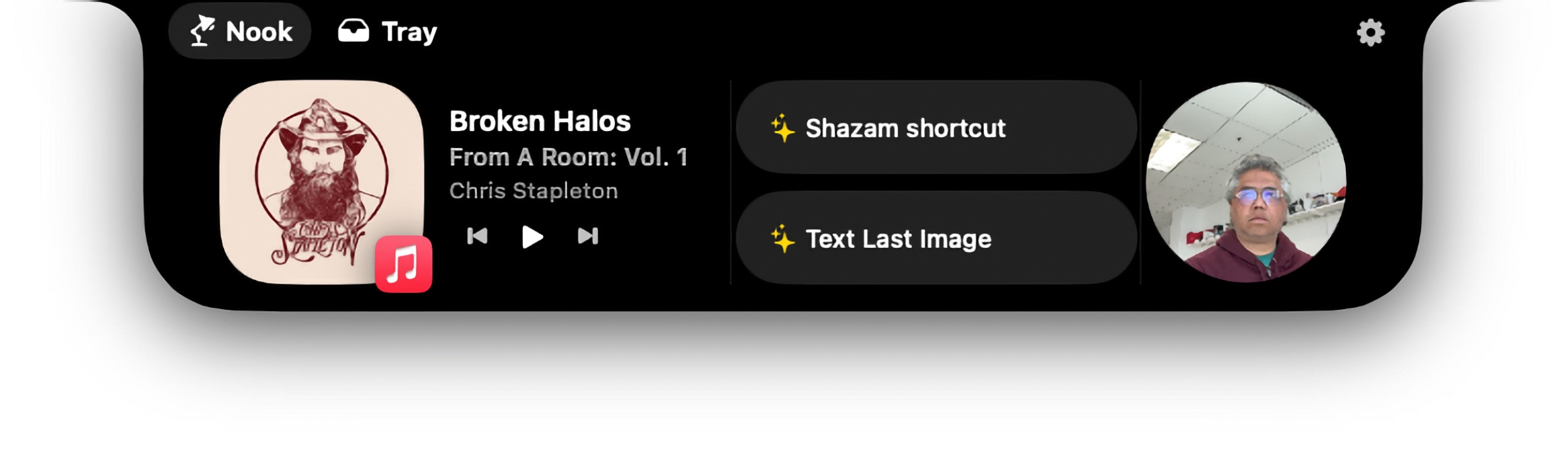 Los accesos directos de los controles de NotchNook se reflejan