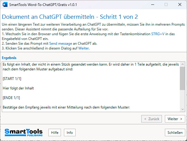 Word-to-ChatGPT vereinfacht das Übertragen großer Textmengen an die KI, um sie dort in einem Stück zu bearbeiten.