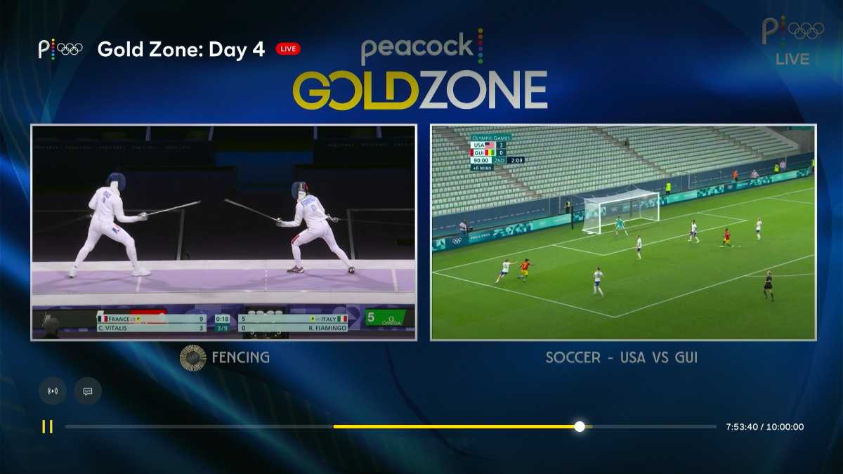 Peacock Gold Zone channel with fencing and soccer