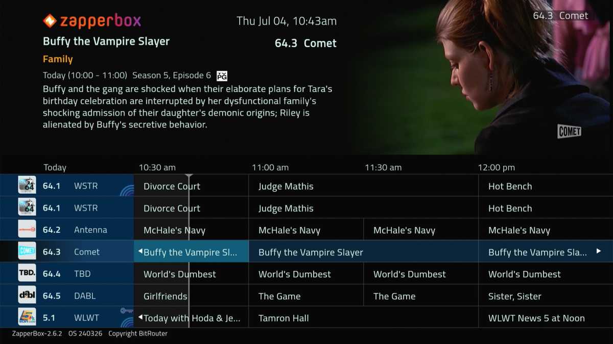 Zapperbox channel guide