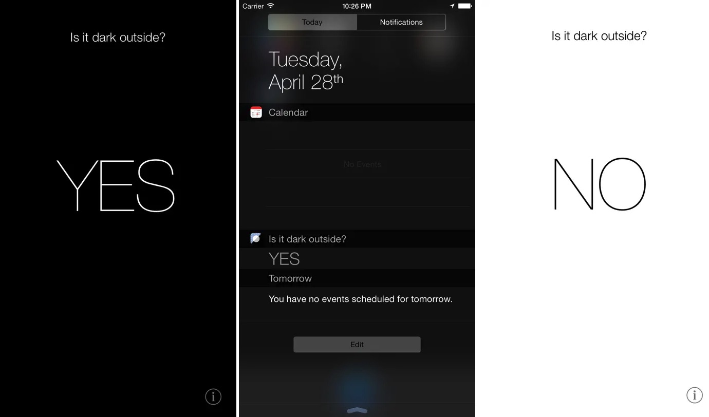 ¿Está oscuro afuera? Aplicación para iPhone