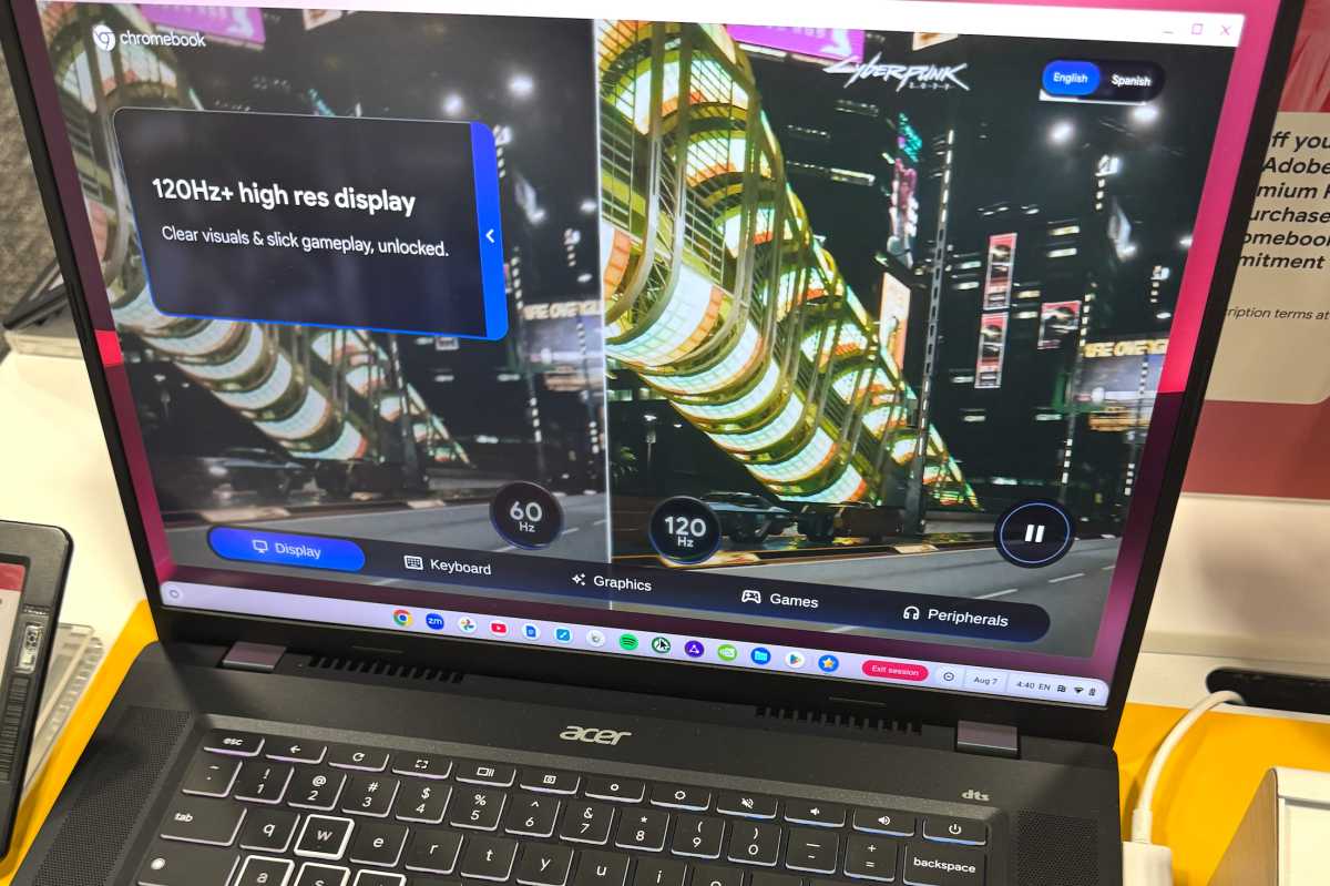 Acer Chromebook Plus 516 GE showing screen display and keyboard