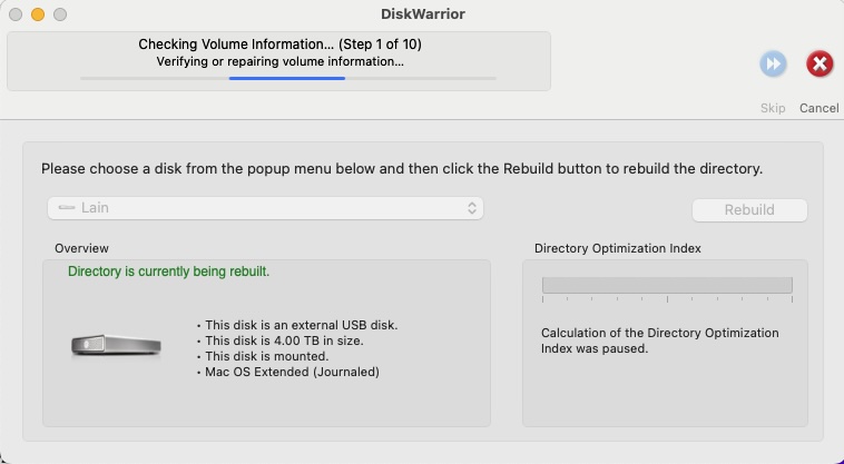 Checking the overall structure of a volume in DiskWarrior