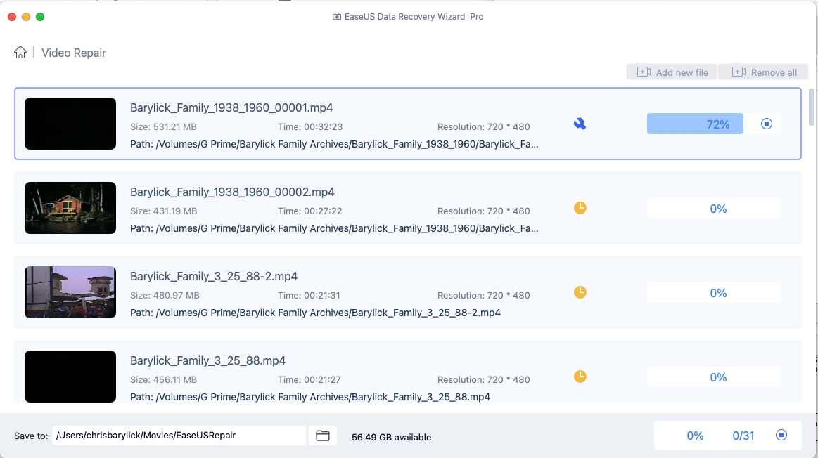 EaseUS6 Freshening up the Barylick family video archives with Data Recovery Wizard s Video Repair tool