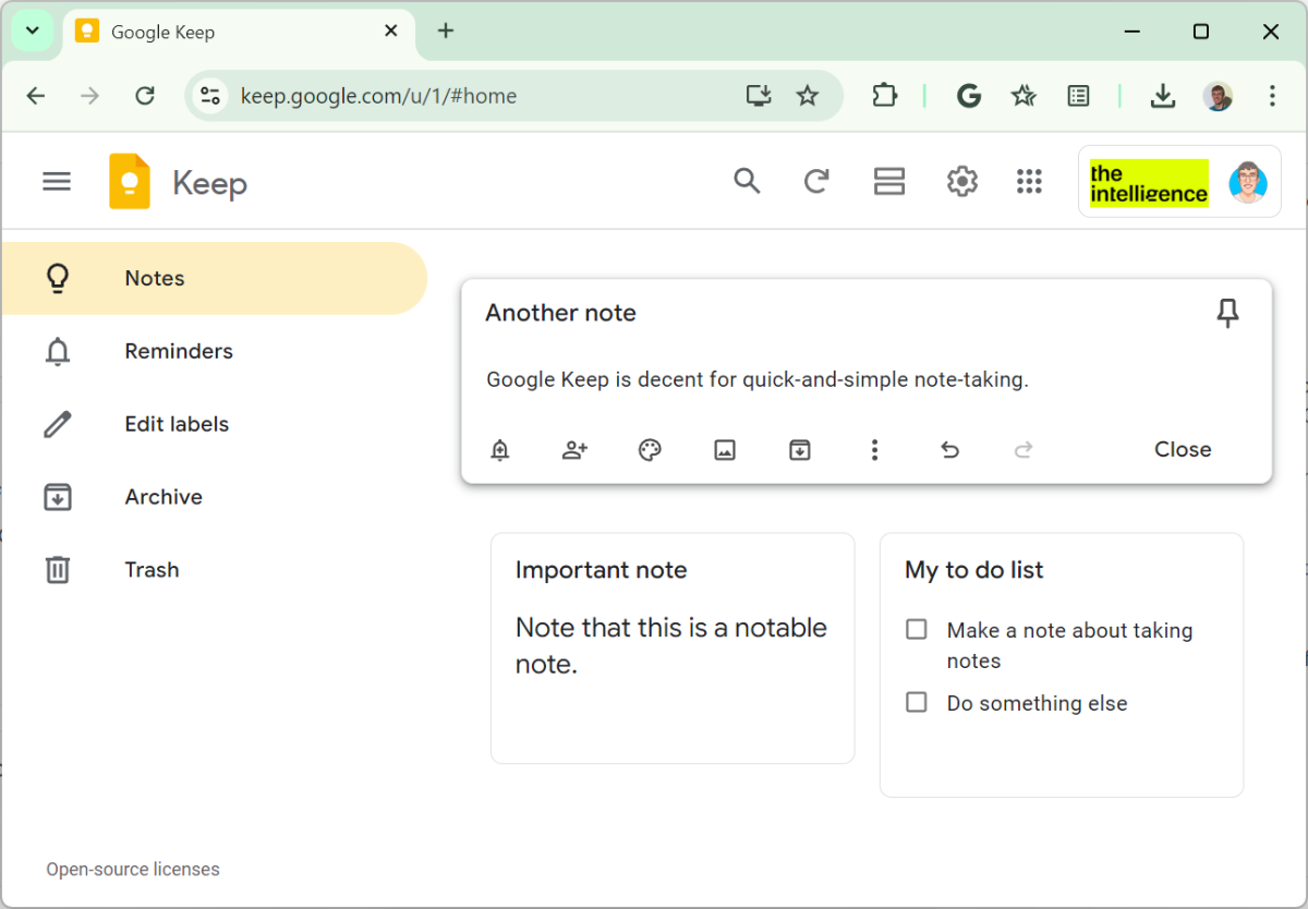 Screenshots of Google Keep as the best note-taking app for students