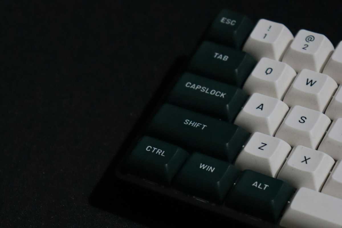 Mechanical keyboard with left side keys in focus