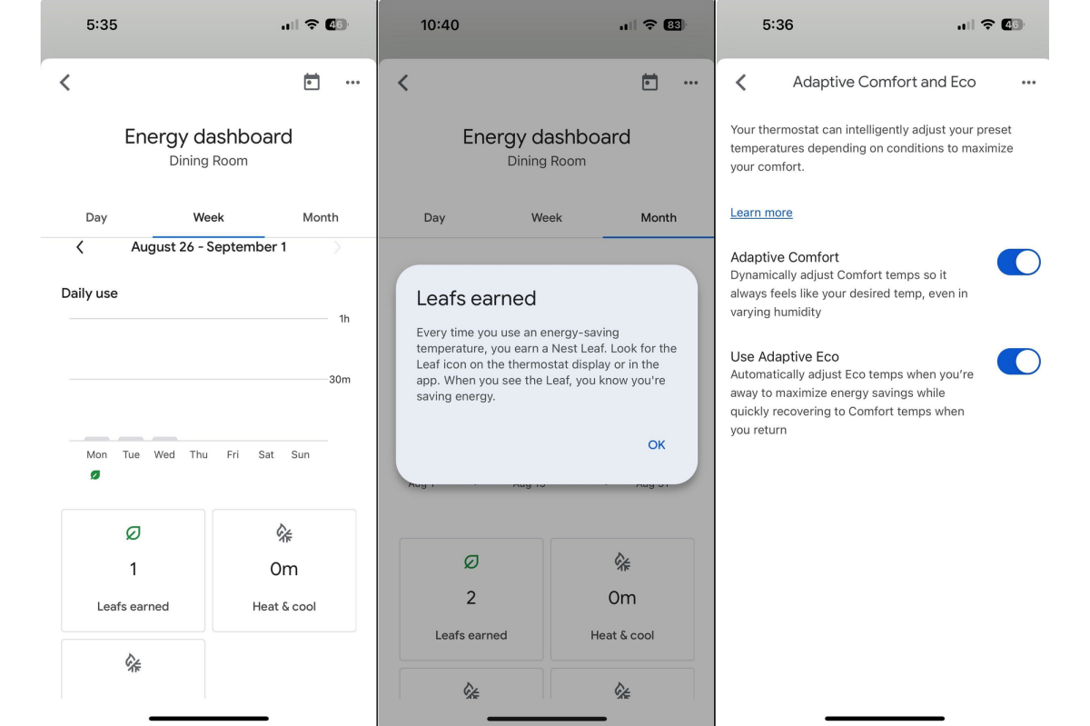 Nest Learning Thermostat (4th gen) energy-saving settings
