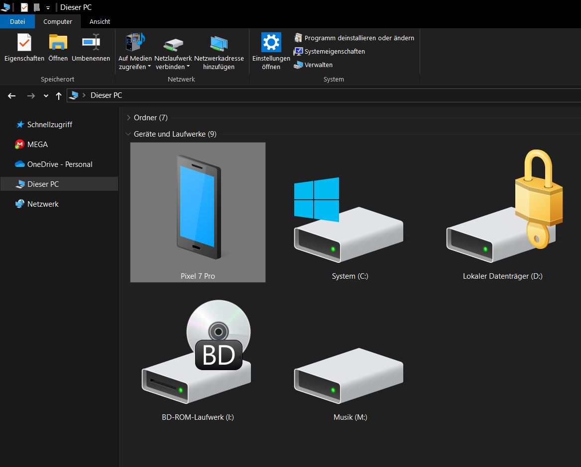Pixel 7 im Windows Explorer