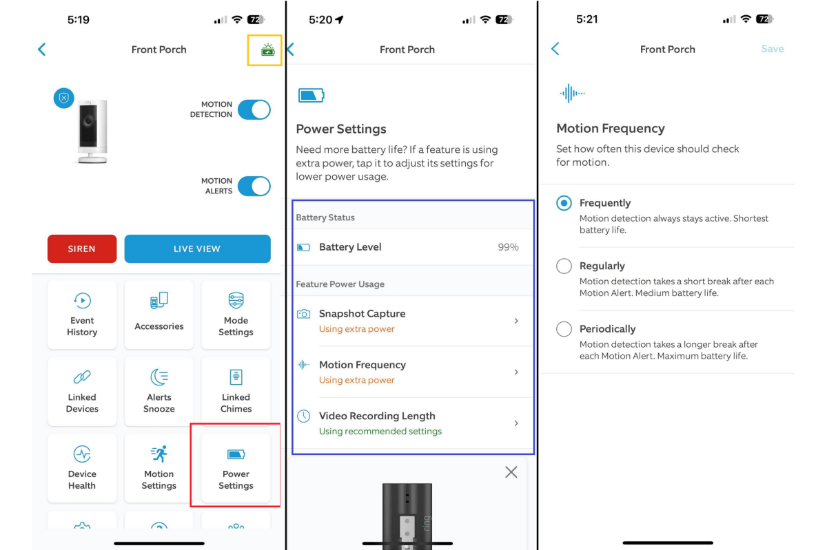 Ring Power Settings