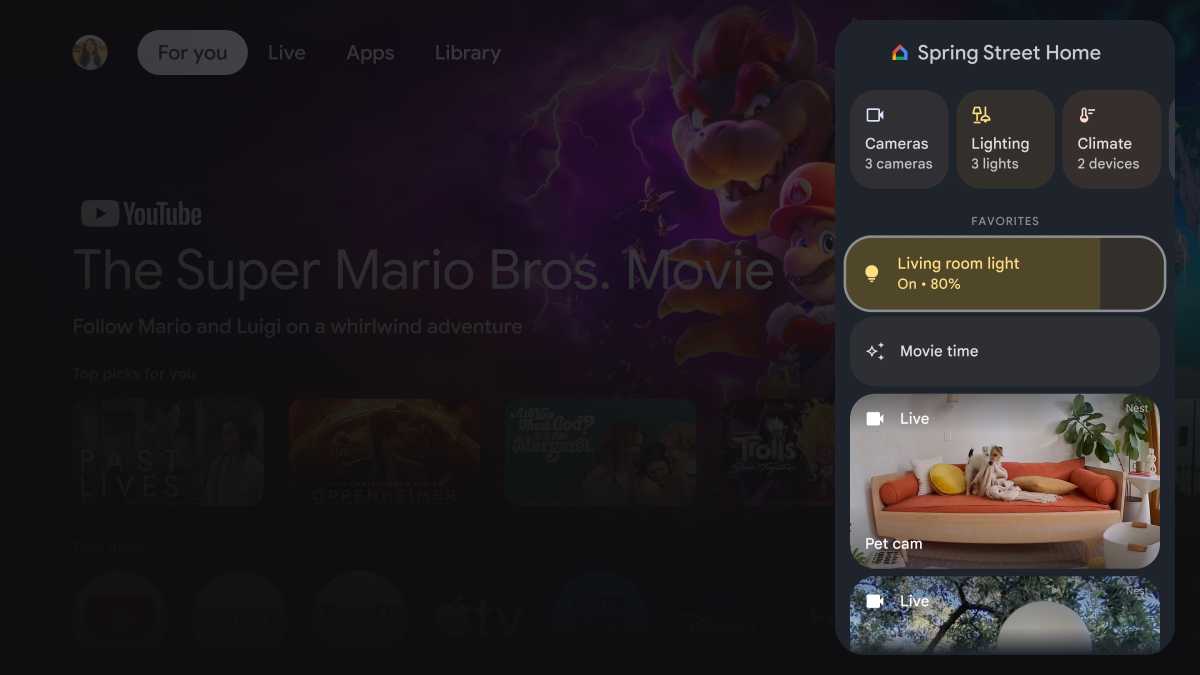 Google TV smart home control panel