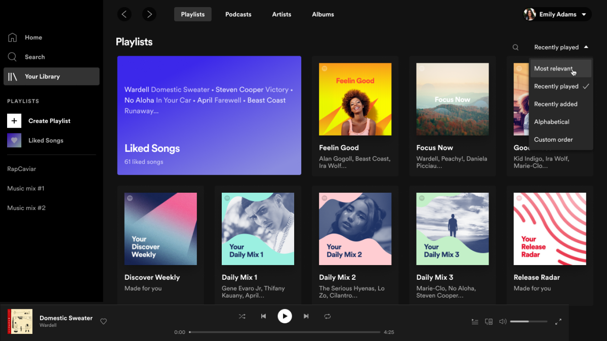 Spotify Windows app showing Your Library section screenshot