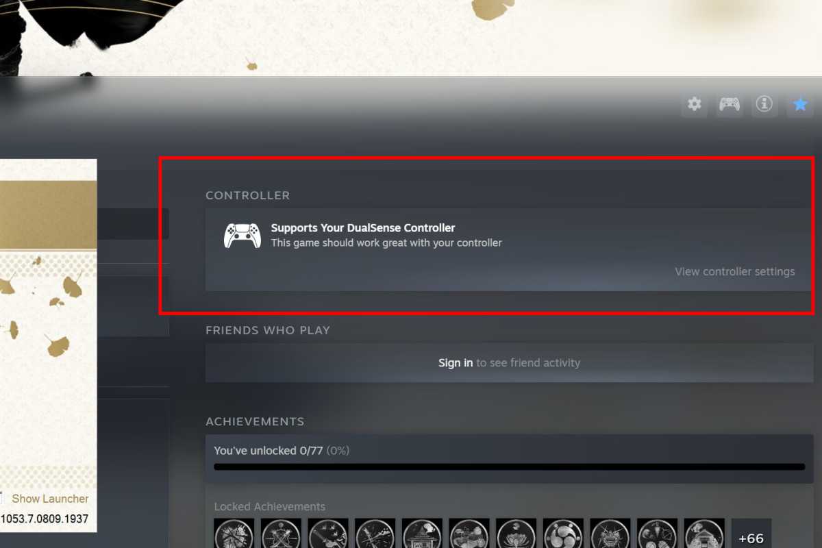 La lista de juegos de Steam de Ghost of Tsushima es compatible con el controlador PlayStation DualSense