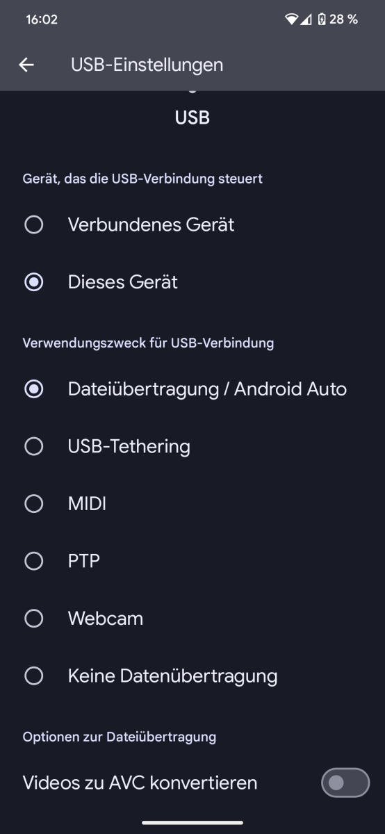 USB-DatenÃ¼bertragung aktivieren Android