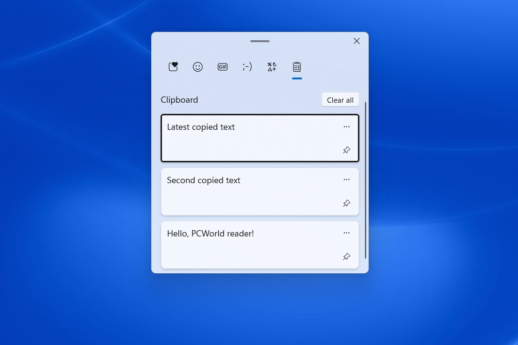 Windows 11 Clipboard History feature example screenshot