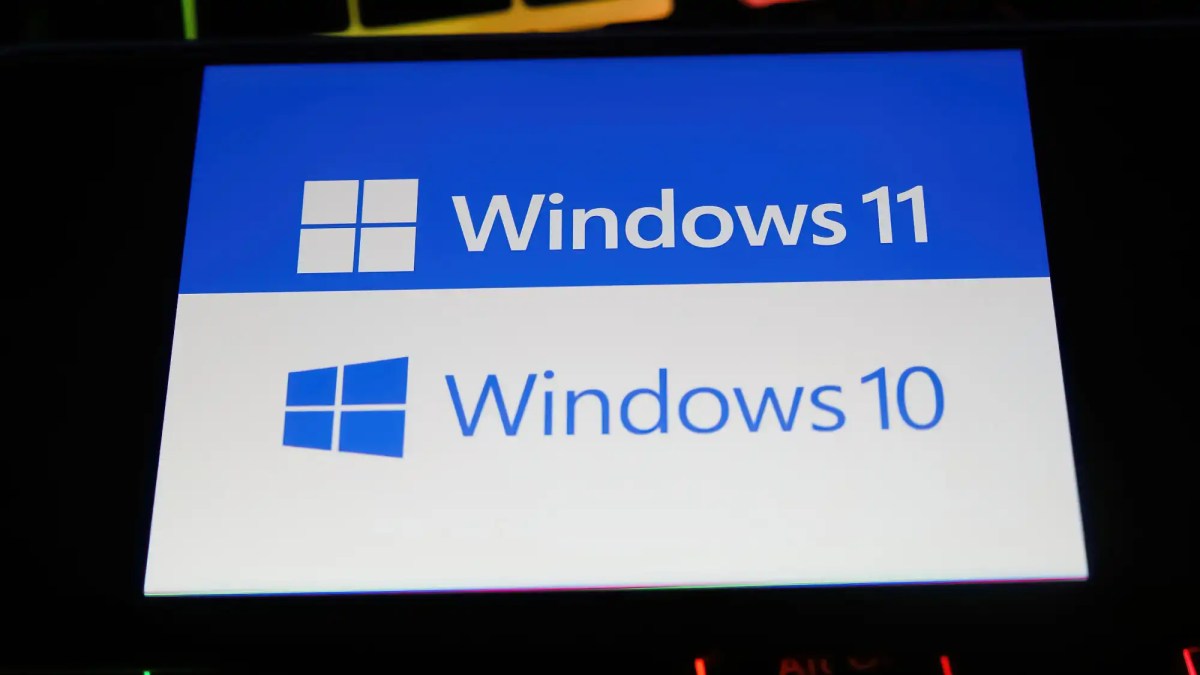 Windows 11 logo juxtaposed with Windows 10 logo