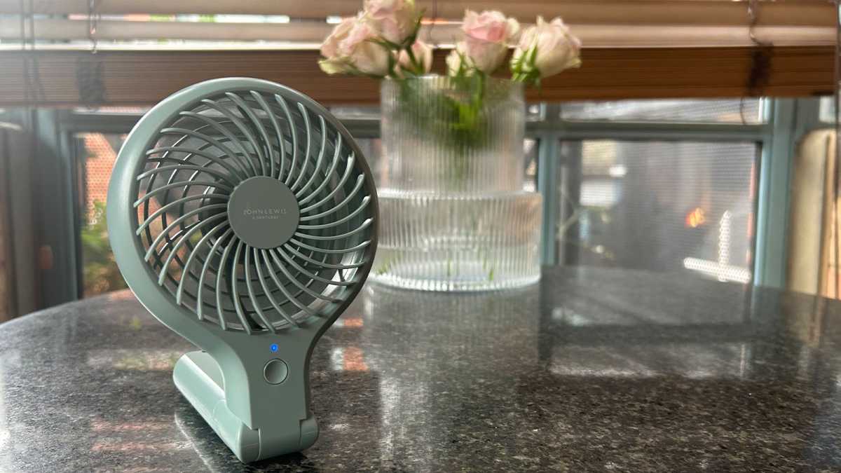 John Lewis Anyday fan in portrait mode on a table