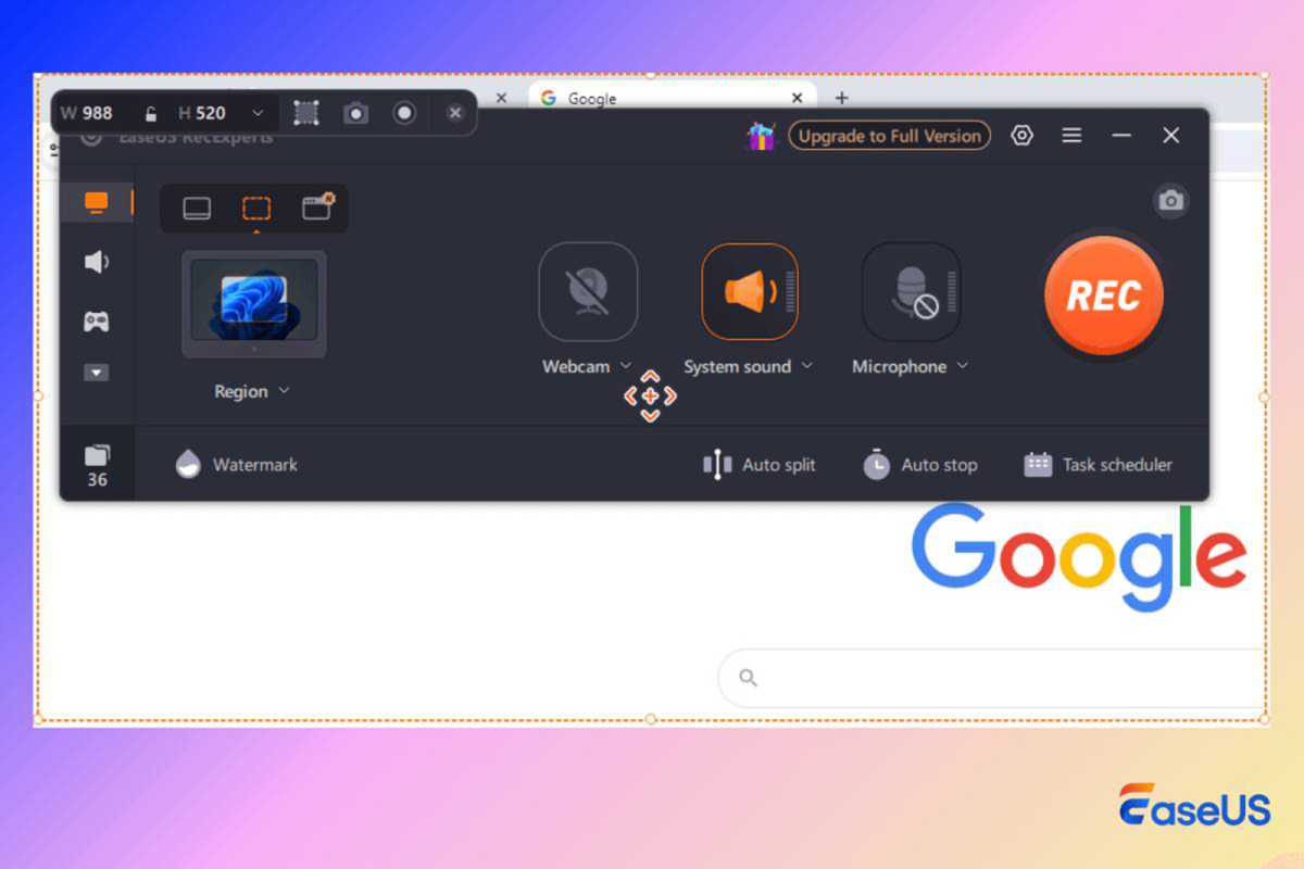 easeus recexperts record chrome tab