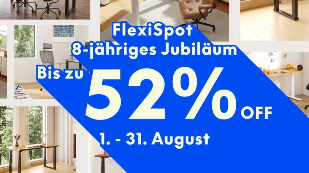 Image: 8 Jahre Flexispot â Sale zum JubilÃ¤um mit bis zu 45 % Rabatt