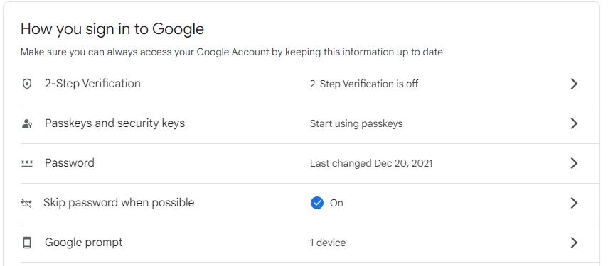 google contact 2 step verify