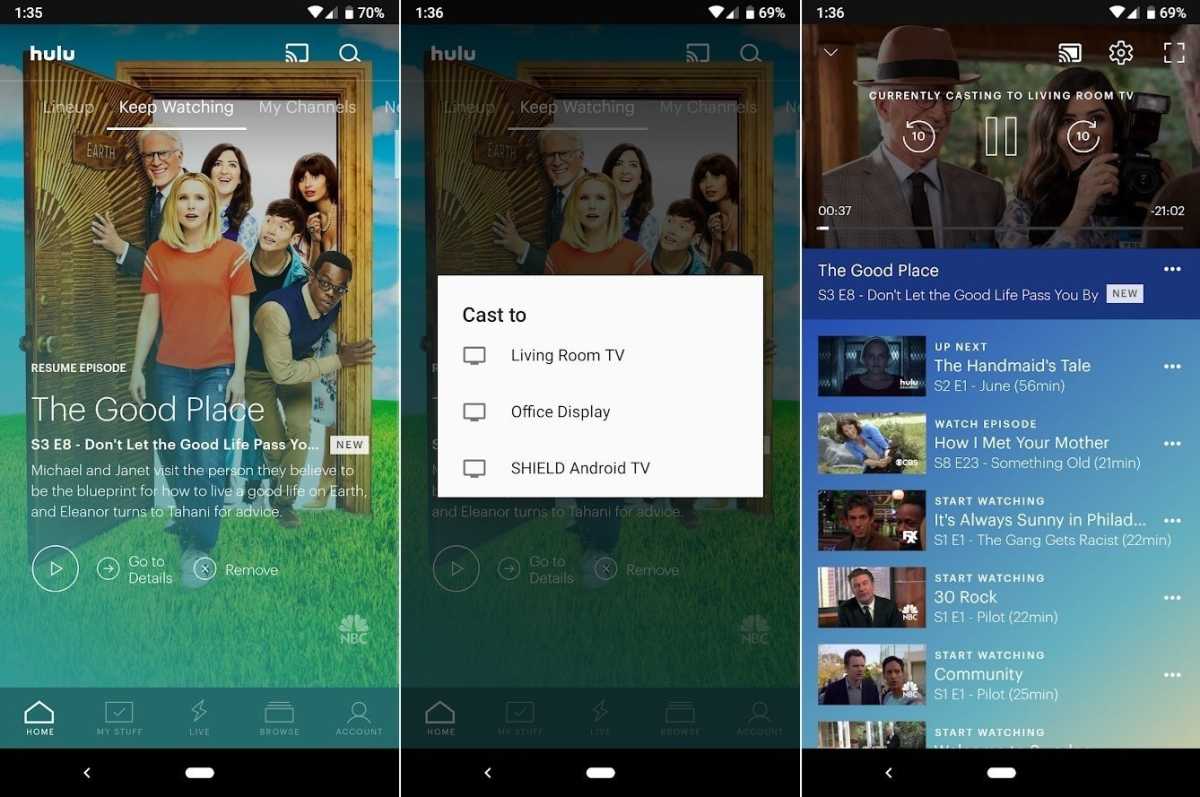 Hulu app with Casting to an Nvidia Shield TV and smart TVs