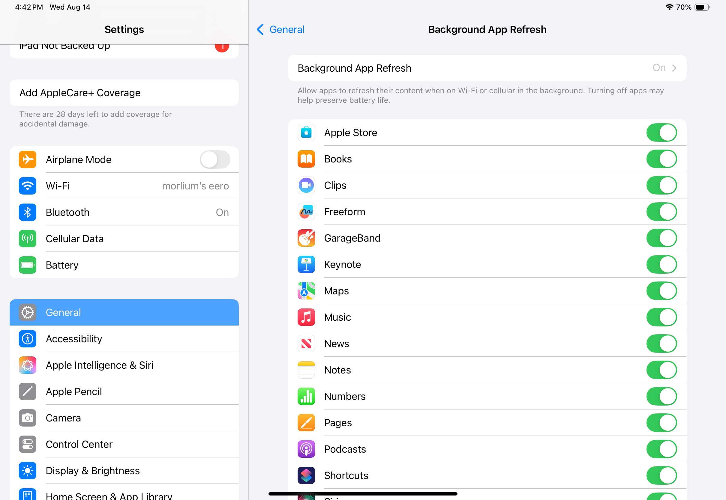 ipad background app refresh settings