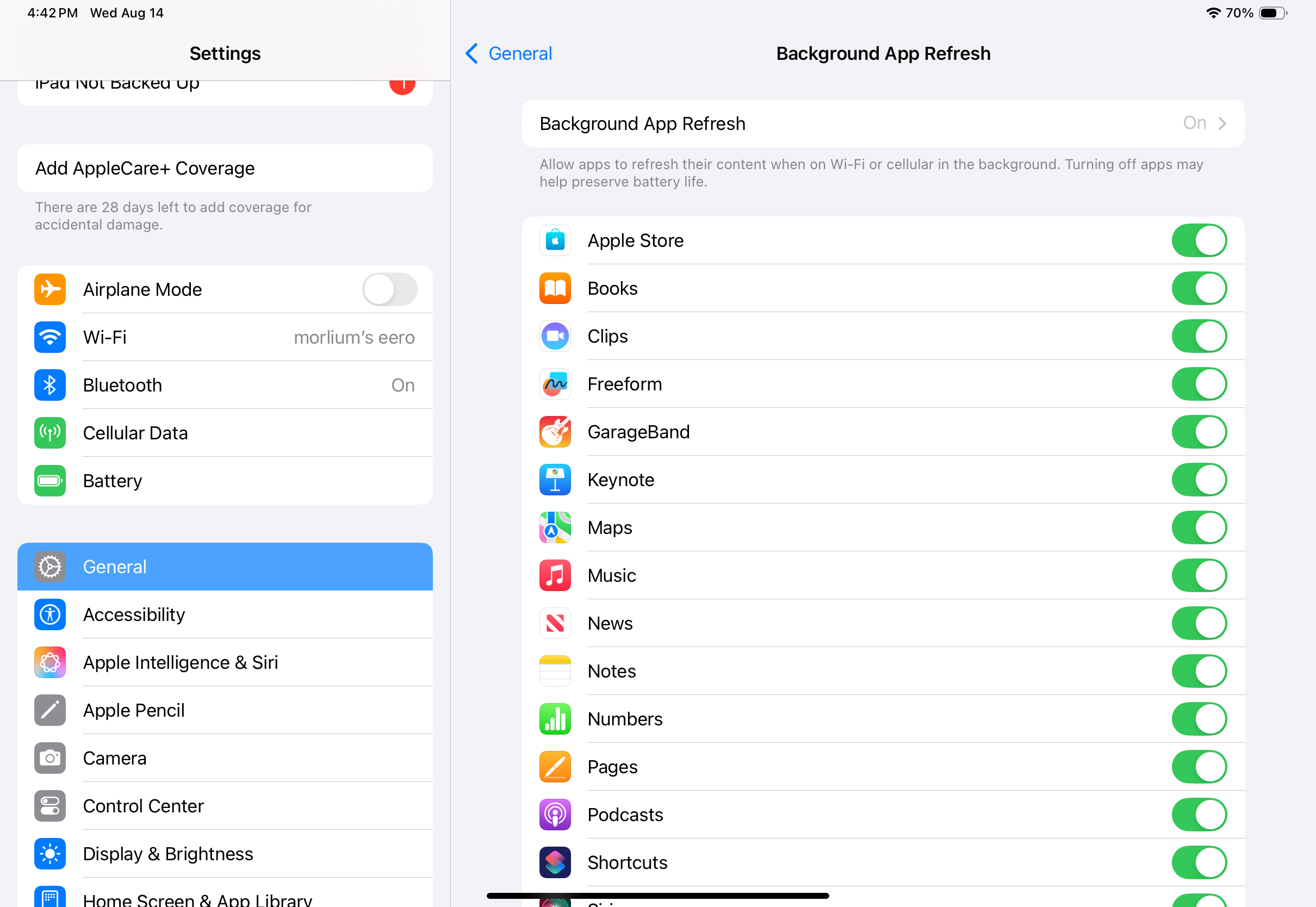 ipad background app refresh settings