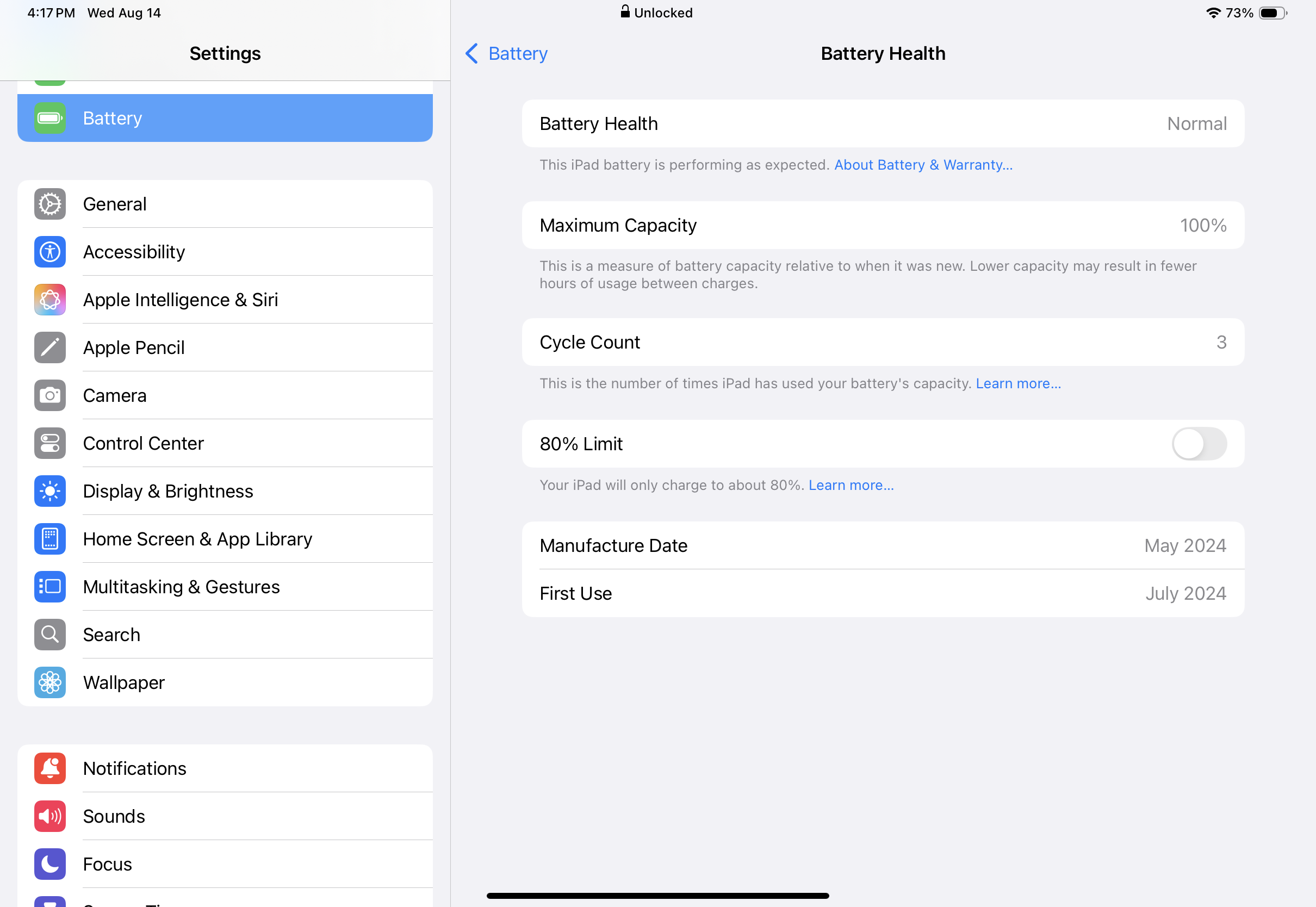 ipad battery health settings