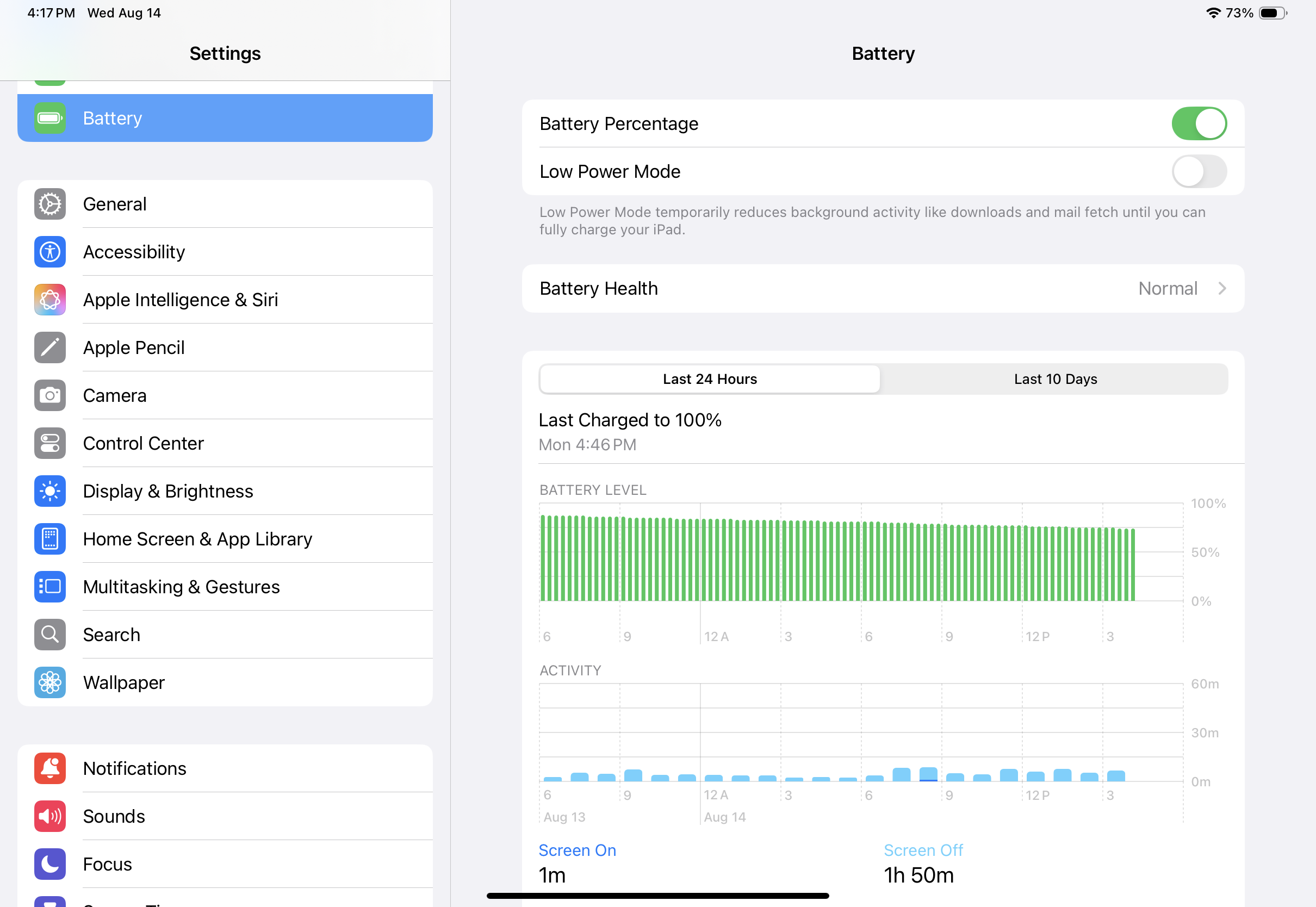 ipad battery settings