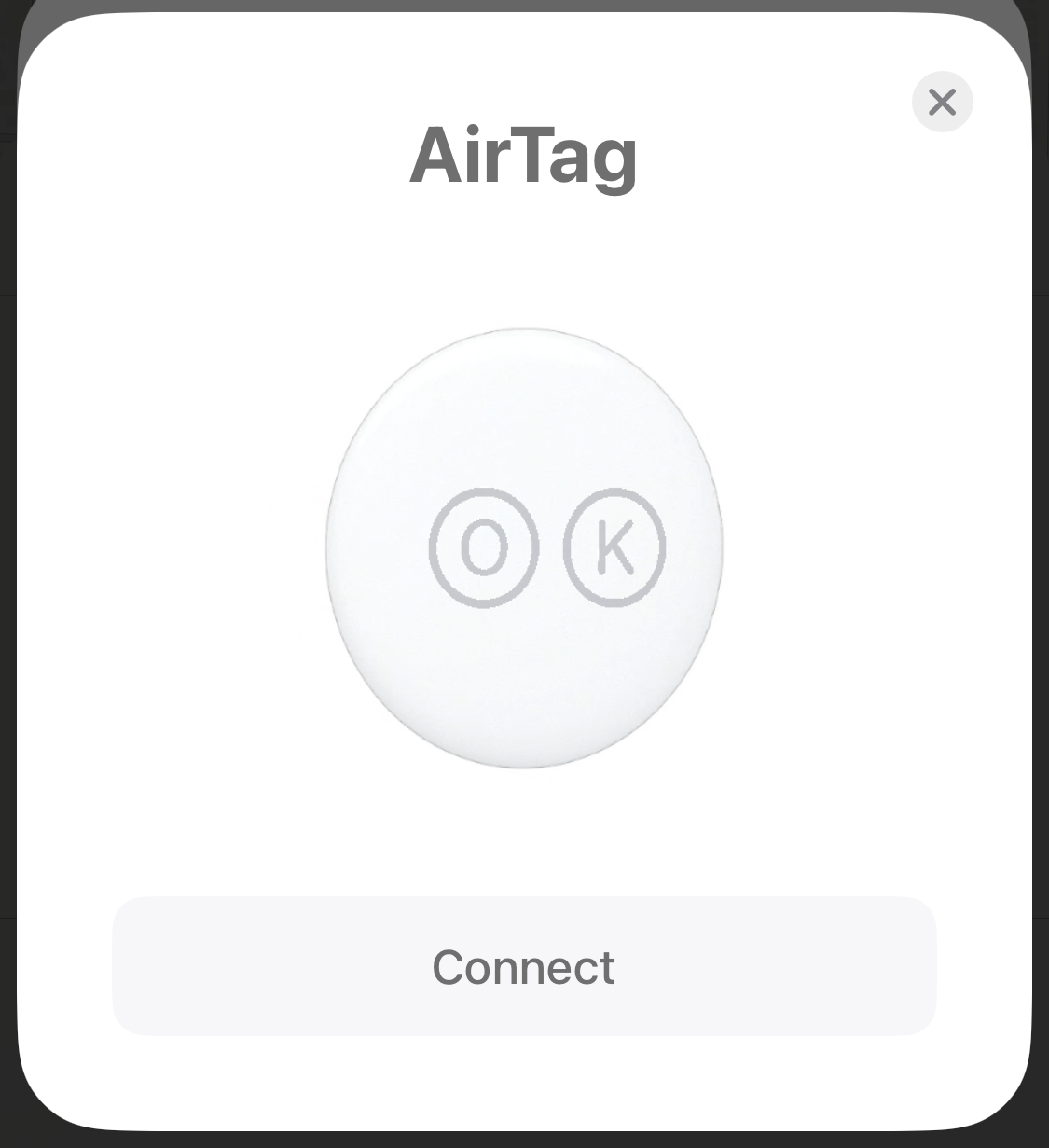 AirTag connect screen