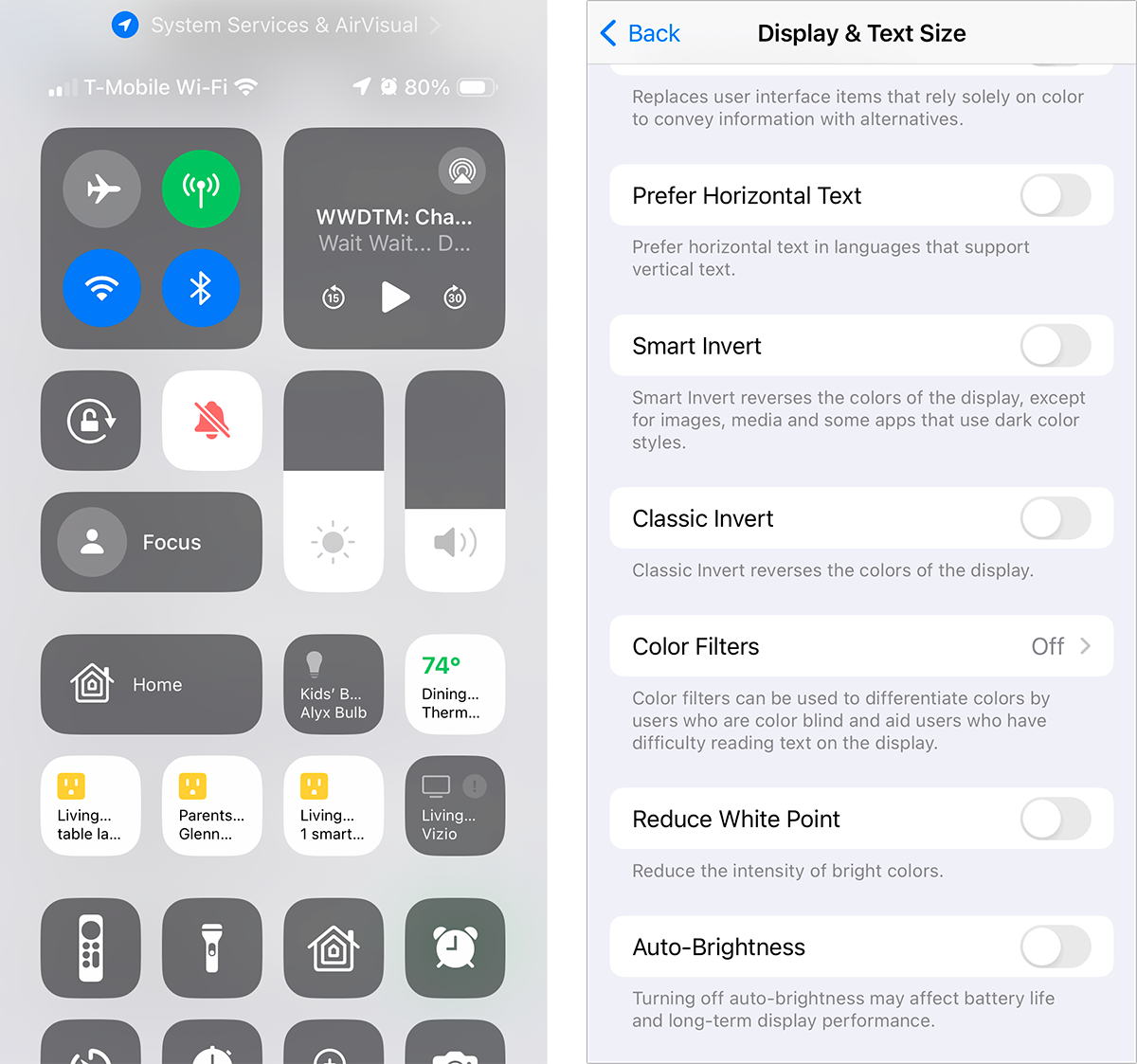 Configuración de brillo de iOS