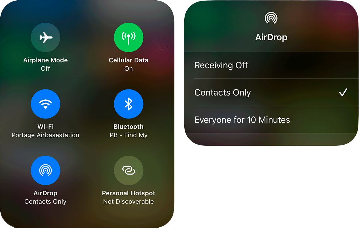 iOS Control Center Network