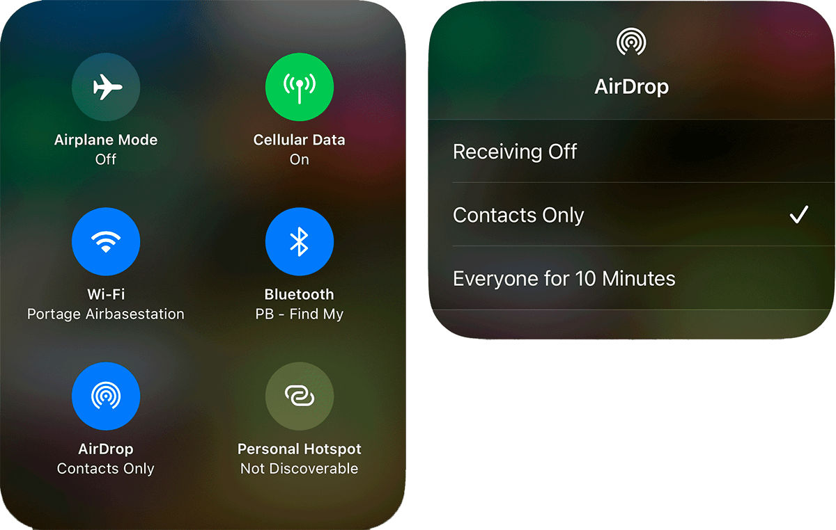 Red del Centro de control de iOS