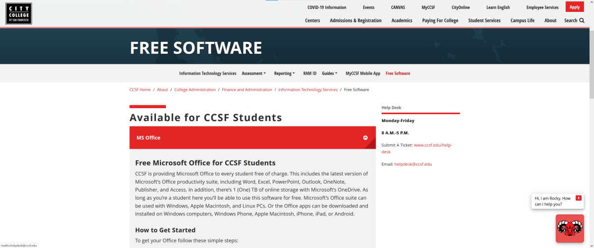 Free Office 365 for students (CCSF)