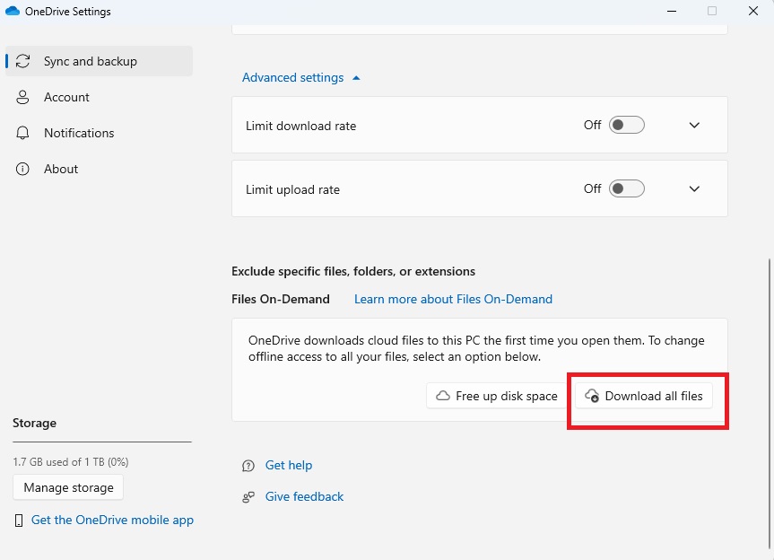 Download from OneDrive