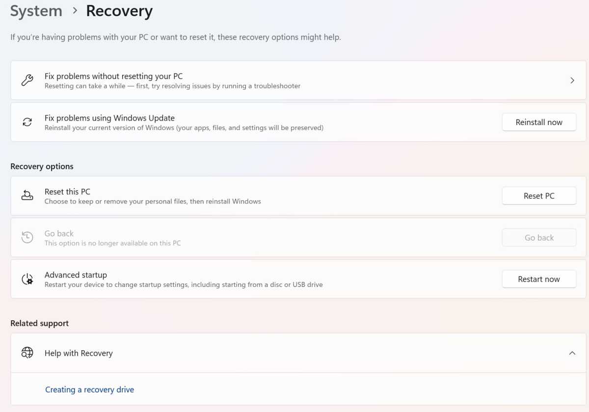 Windows recovery