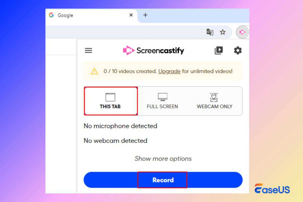 screencastify select this tab record