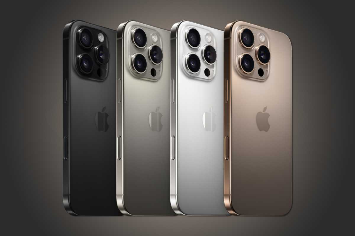 Four iPhone 16 Pro in a row