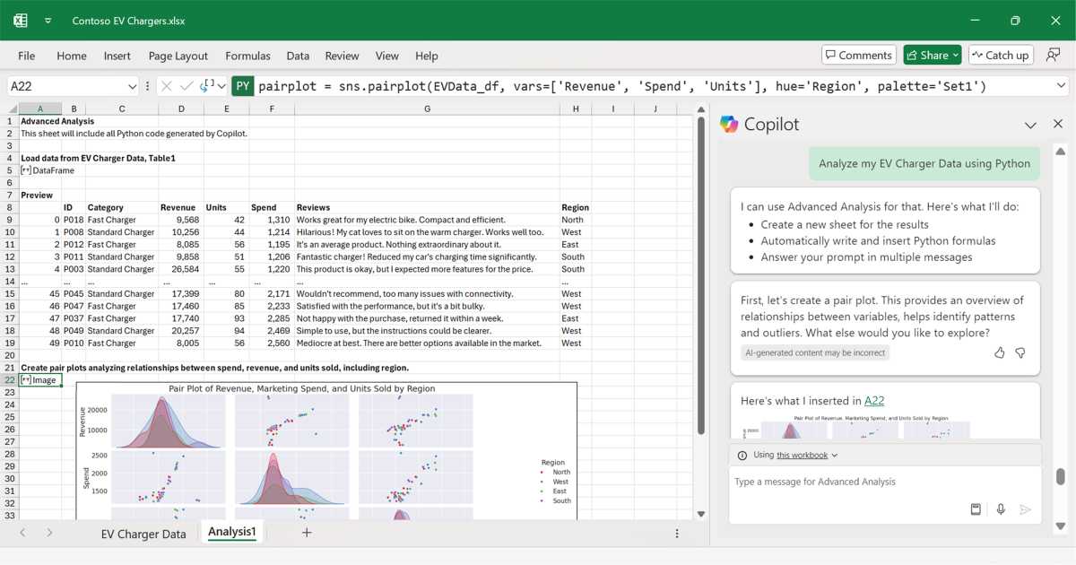 Microsoft Copilot in Excel advanced analysis