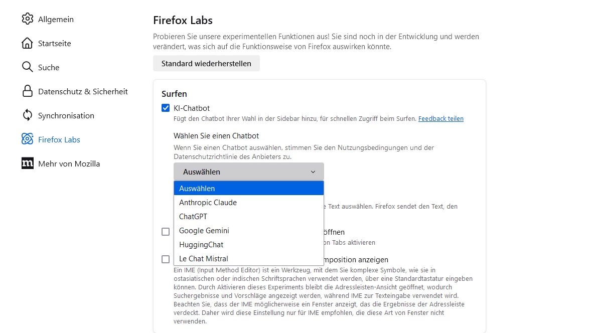 Firefox Labs