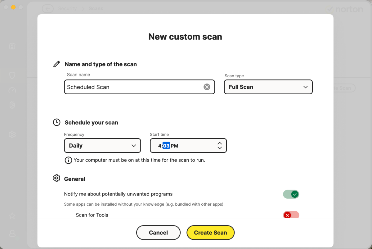 Norton5 Setting up a scheduled scan in Norton 360