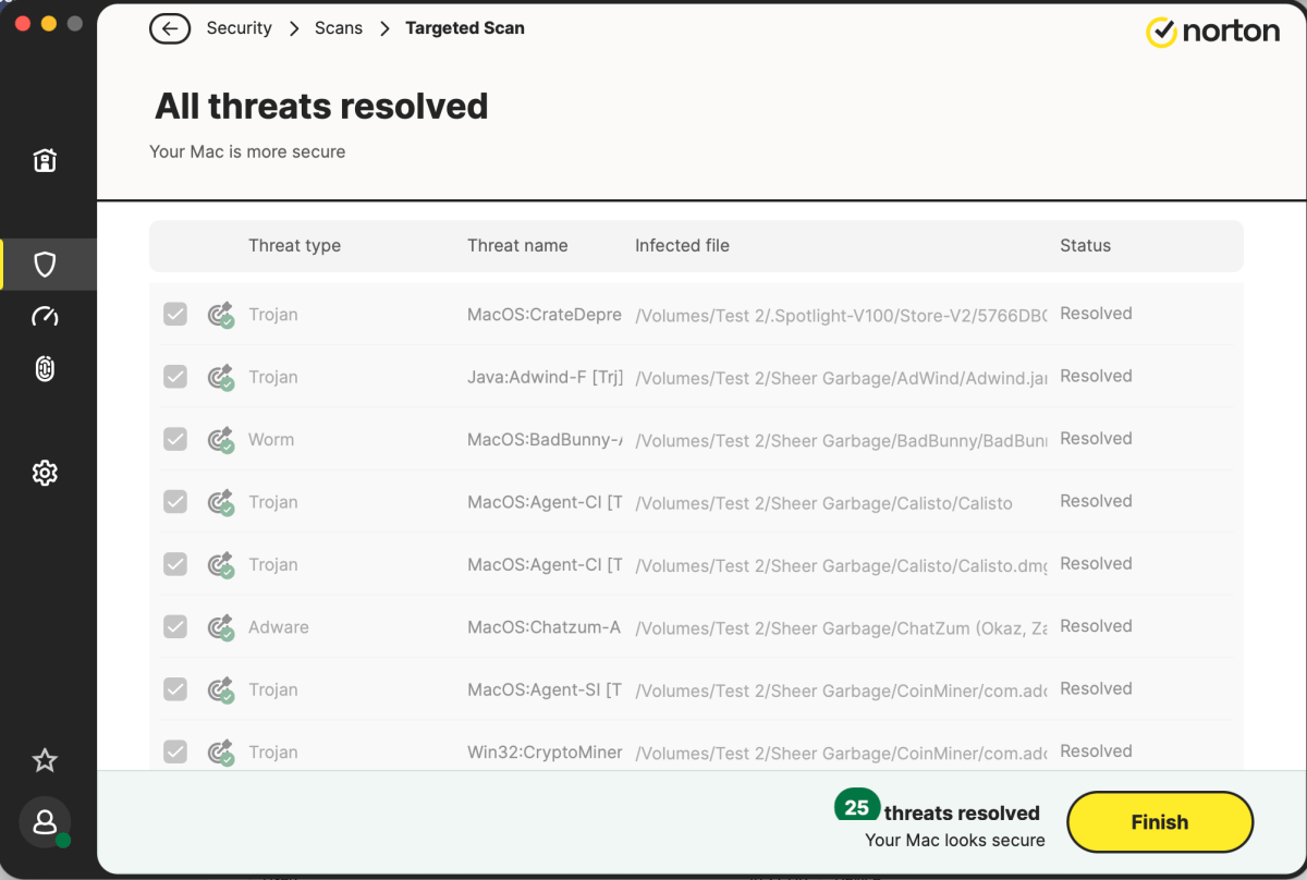 Norton7 The results of a targeted analysis on a USB stick