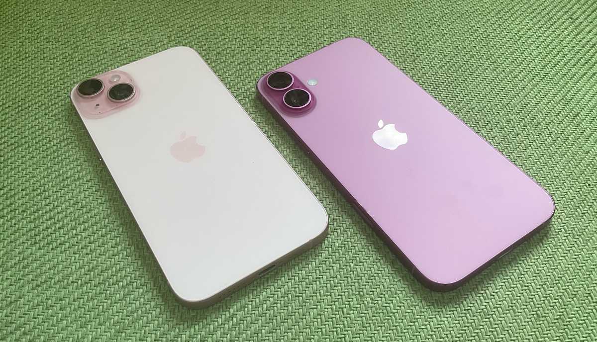 iPhone 15 Plus and iPhone 16 Plus pink