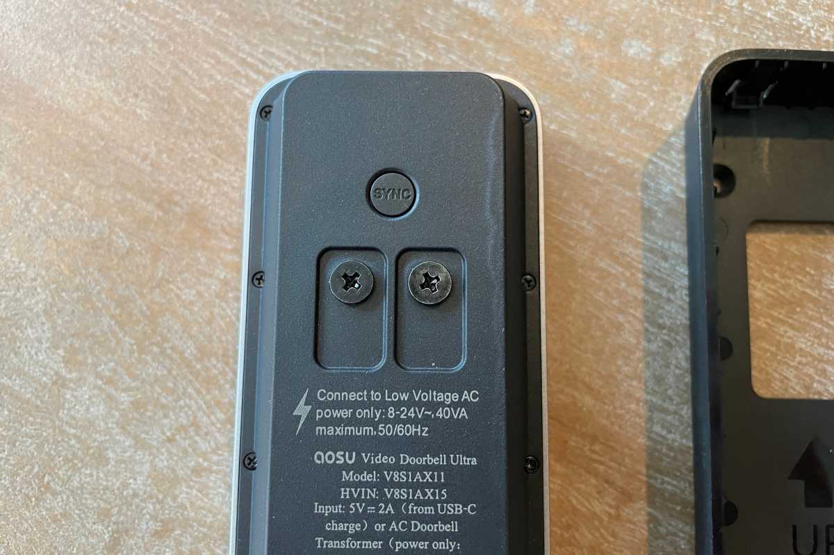Rear panel of AOSU Video Doorbell Ultra