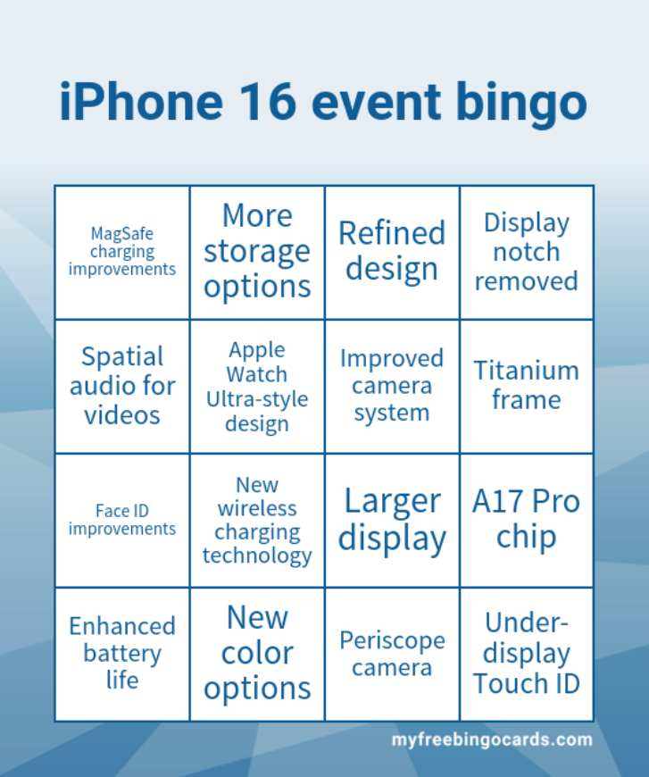 Apple iPhone 16 event bingo… according to Google Gemini